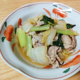 豚肉と白菜と小松菜の生姜蒸し煮